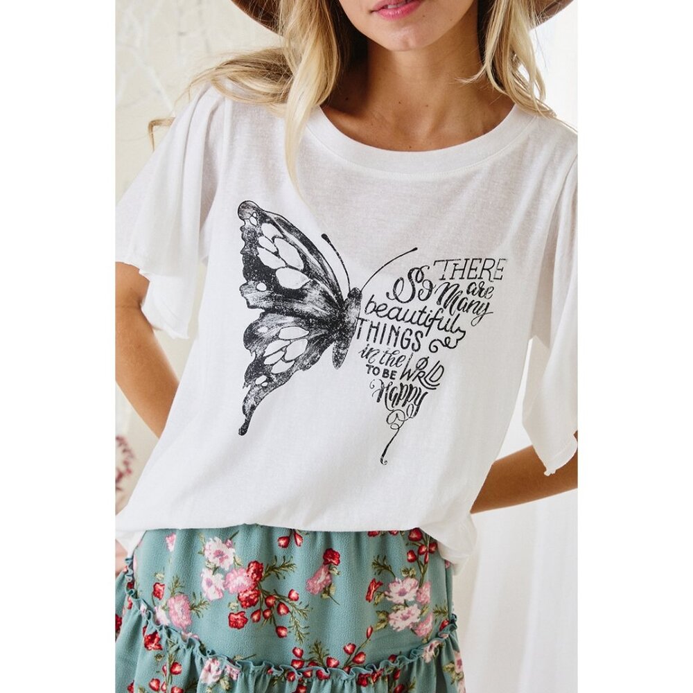 Butterfly Inspirational Short Sleeve Slub Tee